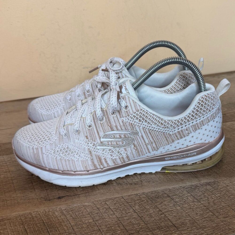Skechers Women's Infinity Stand out Athletic Shoes size 8.5 White Rose gold